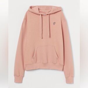 H&M Pink Sweatshirt with embroidered heart XS